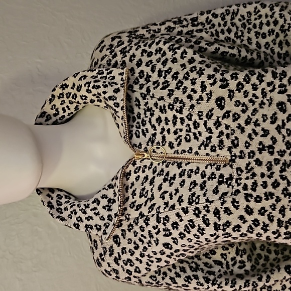 LOFT Cheetah Leopard Print High Collar Zipper Heavyweight Pullover Sweater - Picture 4 of 7